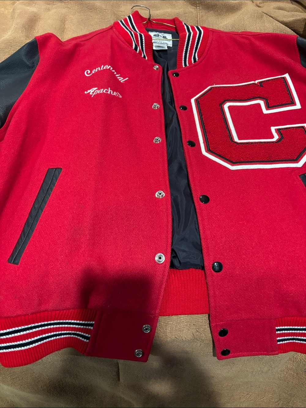 Varsity Red & Black Letterman Bomber Jacket